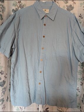 Island Shores Men’s Light Blue Linen-Cotton Shirt - XL